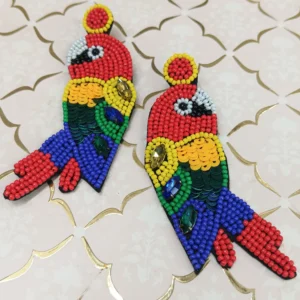 Handmade Beaded Parrot Earrings for Women