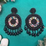 Beaded Dark Drop Traditional Jhumka Beaded Dark Drop Traditional Jhumka Earrings