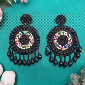 Beaded Dark Drop Traditional Jhumka Earrings