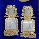 Gold-Toned Resin Square Drop Earrings