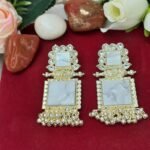 Gold-Toned Resin Square Drop Earrings