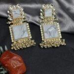Gold-Toned Resin Square Drop Earrings