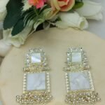 Gold-Toned Resin Square Drop Earrings