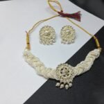 White Beaded Chocker Necklace Set