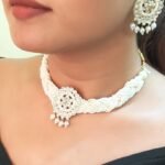 White Beaded Chocker Necklace Set
