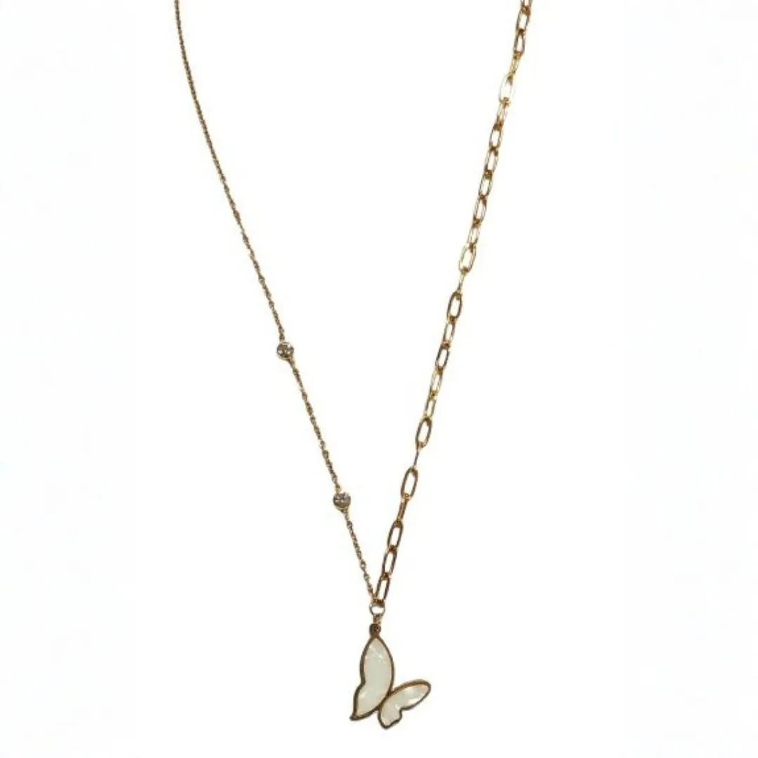 Dainty White Butterfly Pendant for Women
