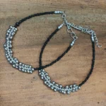 Beaded Anklet With German Silver Clusters