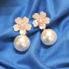 Heart Shaped Floral Pearl Earrings