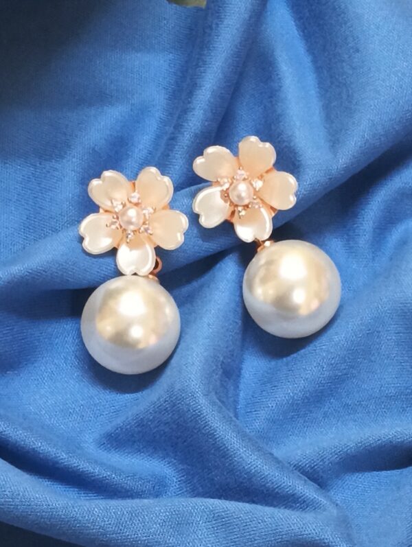 Heart Shaped Floral Pearl Earrings