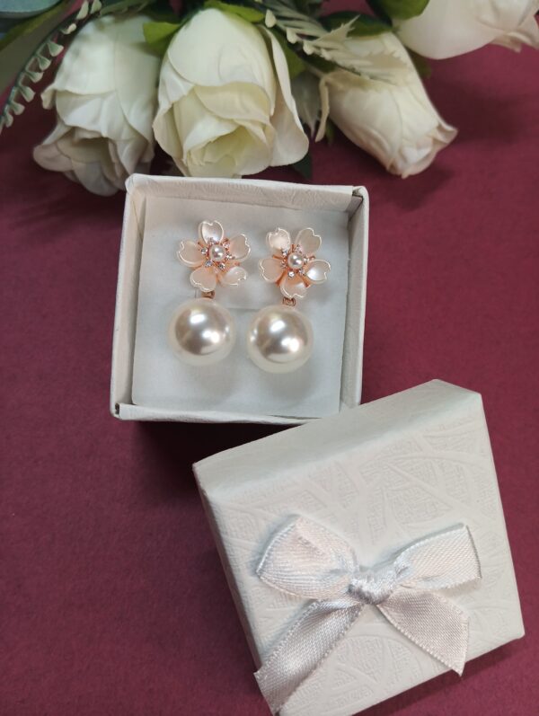 Heart Shaped Floral Pearl Earrings