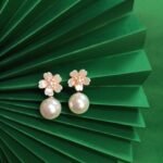 Heart Shaped Floral Pearl Earrings