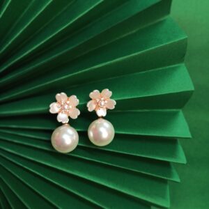 Heart Shaped Floral Pearl Earrings