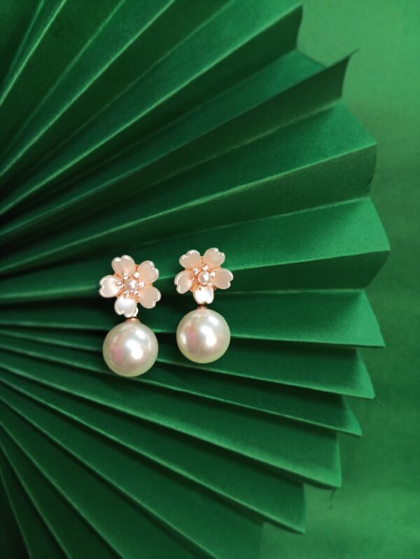 Heart Shaped Floral Pearl Earrings