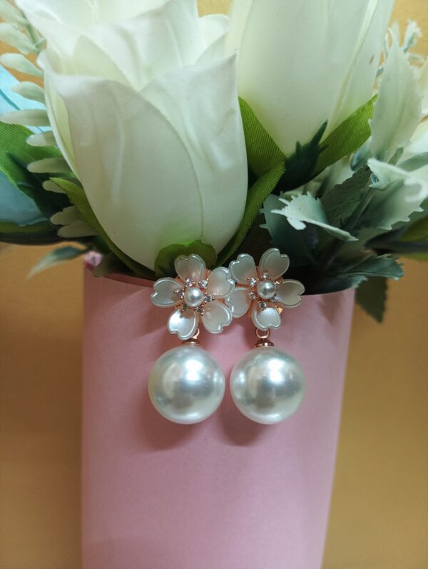 Heart Shaped Floral Pearl Earrings