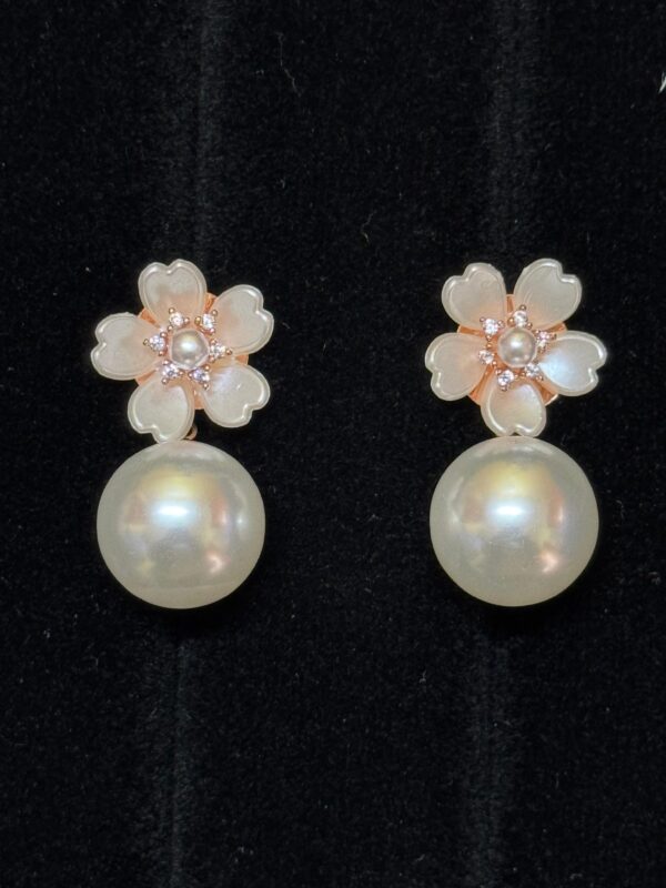 Heart Shaped Floral Pearl Earrings