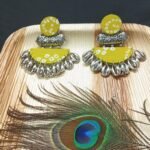 Fabric Handmade Earrings with Metal Shells