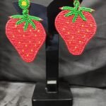 Handcrafted Strawberry Bead Earrings