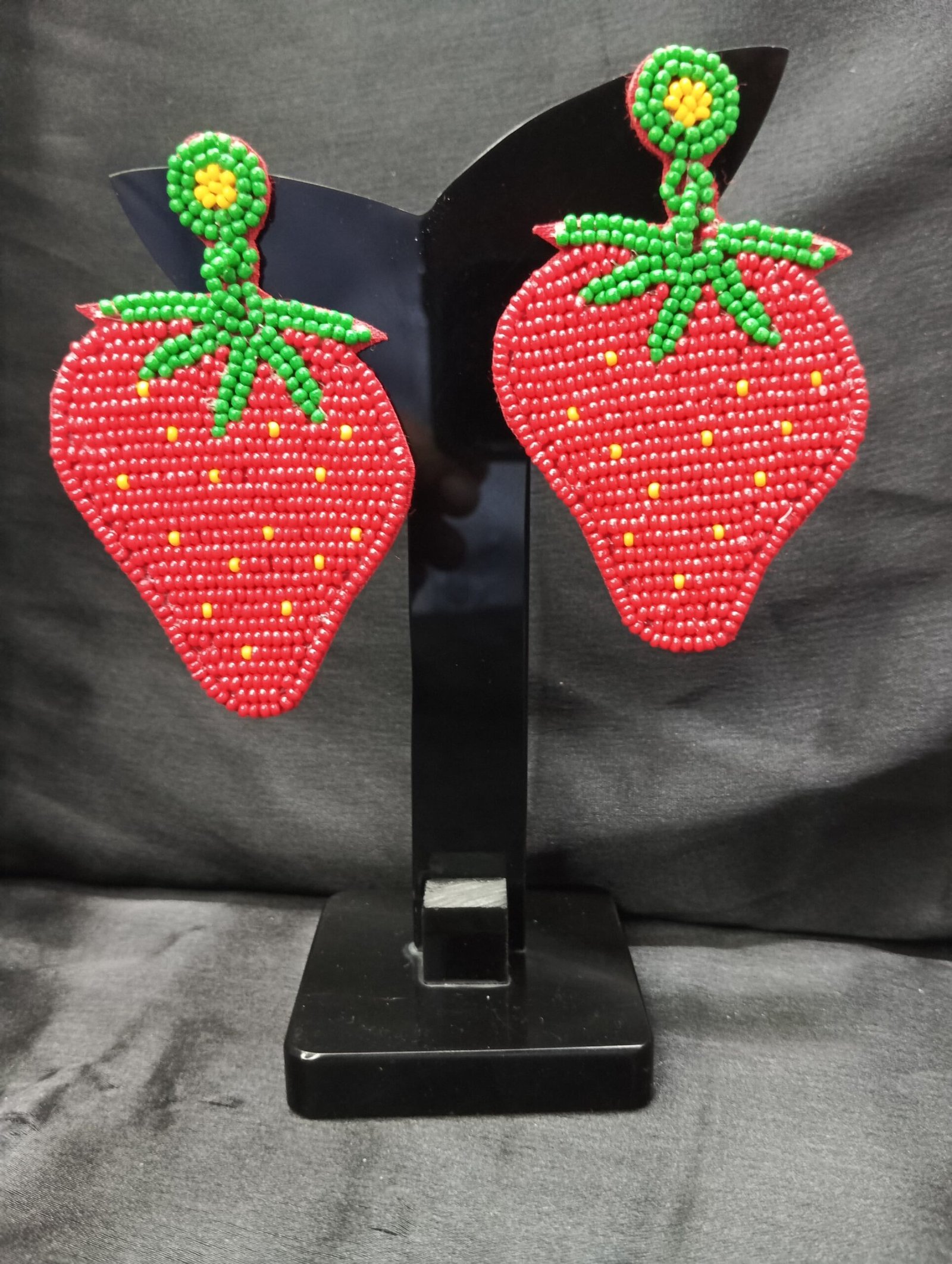 Handcrafted Strawberry Bead Earrings