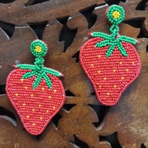 Handcrafted Strawberry Bead Earrings