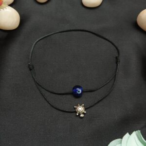 Evil Eye and Turtle Charm Double Layer Anklet