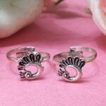 German Silver Adjustable Peacock Toe Rings