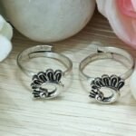 German Silver Adjustable Peacock Toe Rings