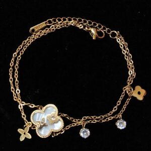 Layered floral Bracelet with charms