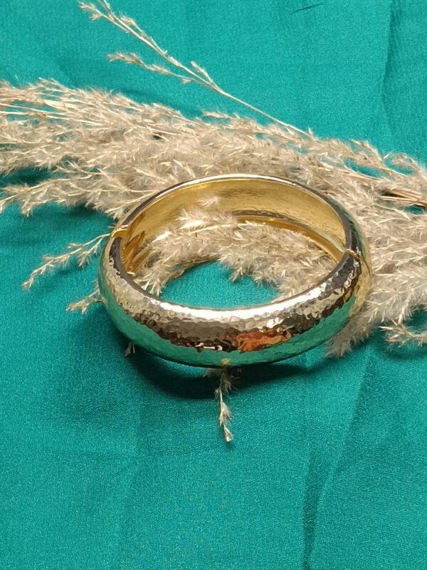 Hammered Gold-Tone Wide Cuff Bracelet