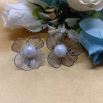 Silver Tone Floral Earrings for Women