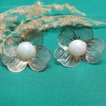 Silver Tone Floral Earrings for Women