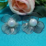 Silver Tone Floral Earrings for Women