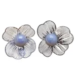Silver Tone Floral Earrings for Women