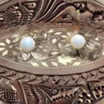 Gold-Toned Floral Pearl Earrings
