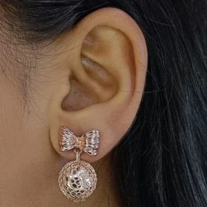 Bow & Mesh Ball Drop Earrings for Women