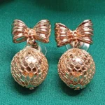 Bow & Mesh Ball Drop Earrings for Women