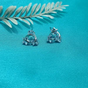 Modern Sliver-Tone Star Cluster Earrings
