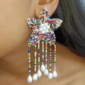 Handmade Star-Shaped Beaded Earrings