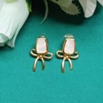 Rectangular Bow Drop Earrings
