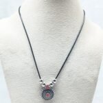 Filigree Pendant Necklace with Red Stones