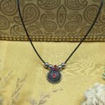 Filigree Pendant Necklace with Red Stones