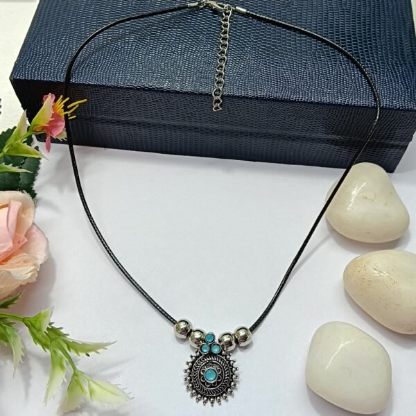 Sun-Inspired Pendant Necklace with Turquoise Stones