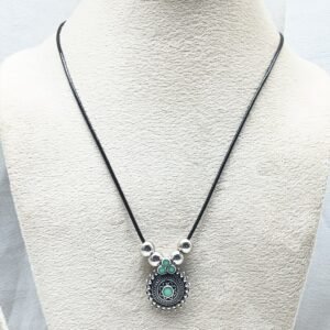 Sun-Inspired Pendant Necklace with Turquoise Stones