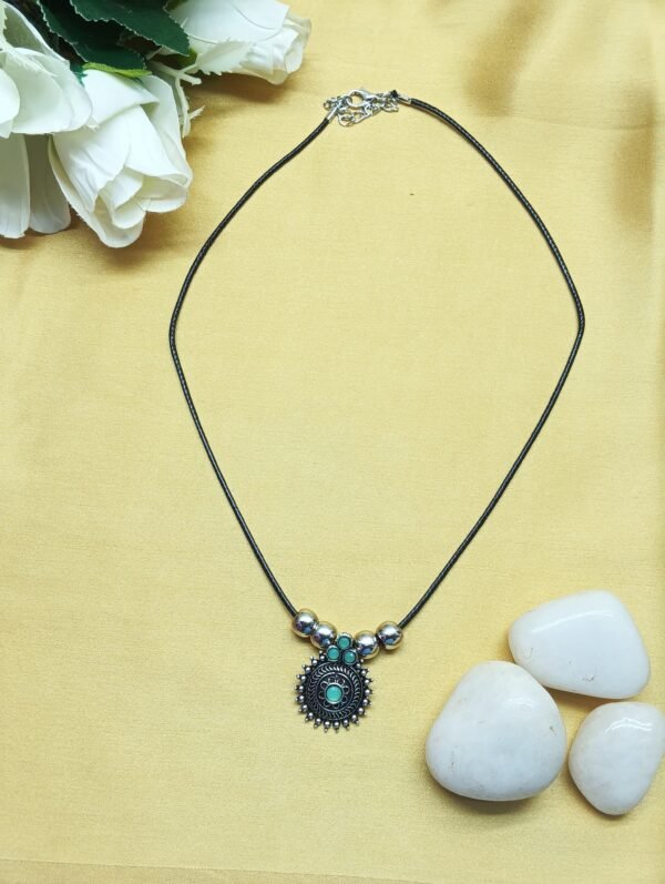 Sun-Inspired Pendant Necklace with Turquoise Stones