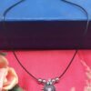 Bohemian Silver-Tone Sun Pendant Necklace with Pink Stone