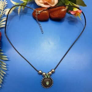 Bohemian Green & Silver Beaded Pendant Necklace