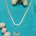 Elegant Rose Gold Bow Double-Layer Necklace
