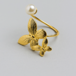 Dual Butterfly Adjustable Gold-Tone Ring