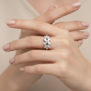 Dazzling Floral Crystal Ring for Women