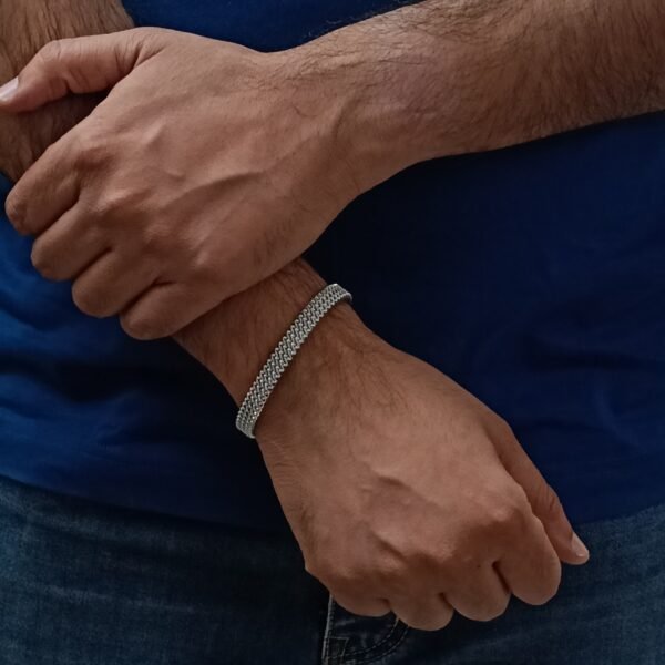 Men’s Silver-tone Mesh Cuff Bracelet
