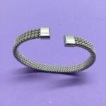 Men’s Silver-tone Mesh Cuff Bracelet